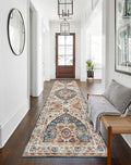vivorug Runner Rug 2x10 Machine Washable Rug with Non-Slip Backing, Ideal for Kitchen Hallway Entryway Laundry Room - Vintage, Durable, Easy Clean, Low Pile Carpet Runner Beige