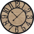 LEIKE Large Wall Clocks Living Room Decor,Non Ticking Silent,Battery Operated Small Round Modern Wood Wall Clock for Bedroom,Kitchen,Farmhouse,Office Vintage Home Decor-13.5