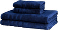 Mosobam Luxury Turkish 4pc XL Towel Set 35X70 16X30 Navy Blue Oversize 700 GSM Bamboo Viscose & Aegean Turkish Combed Cotton