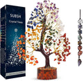 Crystal Tree of Life with Seven Chakra Tumble Hanging, 7 Chakra Healing Crystal Tree, Office Desk Decor, Room Decor, Bonsai Trees for Positive Energy, Money, Good Luck Birthday Gifts for Women 10-12