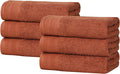 Superior Honeycomb Cotton Medium Weight Towels, for Guest Bath, Master Bathroom, Shower, Kitchen, Quick Dry, Adults, Home Essentials, Textured Waffle Border, Towel Set, Hand Towels, Set of 6, Rust