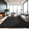 Black Fluffy 9x12 Area Rug for Living Room, Plush Shag Rugs for Bedroom, Large Soft Furry Carpets for Kids Room, Modern Indoor Nursery Carpet for Classroom Dorm Cozy Comfy Home Decor