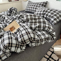 VM VOUGEMARKET Buffalo Gingham Duvet Cover Set Queen,3 Pieces Washed Cotton Bedding Set,Breathable Luxury Plaid Comforter Cover with Zipper Closure for Boys Men(Black&Grey)