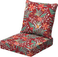 Arden earthFIBER Outdoor Deep Seat Cushion Set, 24 x 24, Rain-Proof, Fade Resistant, Deep Seat Bottom and Back Cushion for Chair, Sofa Luau Red Tropical Floral