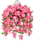 Ivydale Artificial Faux Hanging Flowers Plant Baskets for Outdoors Decoration, Fake Hibiscus UV Resistance Realistic Silk Flower for Outside Home Patio Porch Balcony Garden Wedding (H-Pink, Hibiscus)