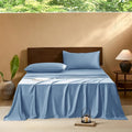 EVERLY Queen Sheets Set,Luxuriously 400 Thread Count Organic Viscose Derived from Bamboo Bed Sheet,Cooling Sheets for Queen Size 4 Piece Deep Pockets Bedding Sheets &Pillowcases-Sky Blue