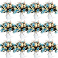 Domensi 12 Sets Wedding Centerpiece for Table Artificial Rose with Vase Fake Bouquets and Metal Pot Floral Arrangements for Holiday Party Event Table Decor (Teal)