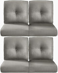 22x25/22x24 Outdoor Chair Cushions Set of 4 - Heavy Duty High Back Replacement Zippered Cushion for Patio Furniture Set Dining Gliding Rocking Chairs Loveseat L-Shape Sofa - Grey/Button