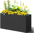 Large Rectangle Planter Metal Black Planter Box with a Drainage Hole and a Removable Divider Indoor Outdoor Porch Pots for Tall Plants, Trees, Flowers 32.01