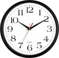Bernhard Products Black Wall Clock Silent Non Ticking, 12 Inch Quality Quartz Battery Operated Round Easy to Read Home/Office/Kitchen/Classroom/School Clock Sweep Movement