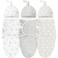 KeaBabies 3-Pack Swaddles for Newborns, Girls, Boys with Hats - Organic Soft Baby Sleep Sacks, Breathable Baby Swaddle 3-6 Months Beanies Set, Premie Infant Sleep Sack 0-3 Months (Aspire)