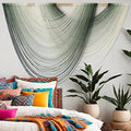 Macrame Wall Hanging Green Yarn Art Dip-Dye Boho Wall Decor Fiber Wall Art Craftsmanship Home Decor 57