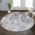 vivorug Round Rug 4ft Abstract Round Area Rug Non-Slip Indoor Carpet for Living Room Bedroom Entryway, Stain Resistant Home Decor Circle Rug, Grey/Navy