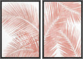 SIGNWIN Framed Canvas Print Wall Art Set Tropical Red Pastel Palm Leaf Plants Nature Wilderness Illustrations Modern Art Decorative Rustic Chic for Living Room, Bedroom, Office - 24