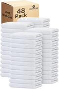 GOLD TEXTILES 48 Pack Economy White Washcloths Set (12x12 inches) - Cotton Blend Commercial Grade Cleaning Rags, Quick Drying & Soft Face Cloths, Fingertip Towels for Bathroom, Spa, Gym, and Kitchen