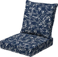 Arden earthFIBER Outdoor Deep Seat Cushion Set, 24 x 24, Rain-Proof, Fade Resistant, Deep Seat Bottom and Back Cushion for Chair, Sofa Navy Blue King Palm