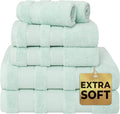 American Soft Linen Salem Turkish Bath Towel Set, 100% Cotton 600 GSM 6 Piece Towels for Bathroom, 2 Bath Towels 2 Hand Towels 2 Washcloths, Mint