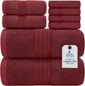 DAN RIVER 8 PC Luxury Bath Towels for Bathroom, 2 Bath, 2 Hand, and 4 Wash Cloths, 600 GSM 100% Ring Spun Cotton Towel Set, Highly Absorbent, Gym, Hotel, and Spa, Pomegranate