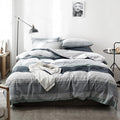 VM VOUGEMARKET Stripes Duvet Cover Set Twin,Blue Green Striped Duvet Cover with 2 Pillowcases for Teens,100% Cotton Modern Cozy Comforter Cover with Zipper Closure & Corner Ties 68