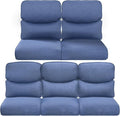 22x25/22x24 Outdoor Cushions for Patio 5 Piece Set - Set of 5 Water-Resistant Replacement Cushion for Wicker Dining Rocking Swivel Chairs Loveseat Couch Sectional Sofa - Navy Blue/Smile
