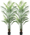 Artificial Palm Tree 6Ft Faux Dypsis Lutescens-Tall Fake Plants with Adjustable Branches,No Maintenance,Tropical Palm Tree for Indoor Decor - Ideal for Living Room,Office,Commercial Spaces,2pcs