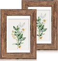 5x7 Picture Frame Set of 2, Made of Real Glass and Rustic Brown Wooden Frame - Display Pictures 4x6 with Mat or 5x7 Without Mat, 5 by 7 Photo Frame for Wall or Tabletop Display