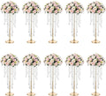 NUPTIO Gold Vases for Centerpieces Wedding - 10 Pcs 21.7in Tall Gold Vase Wedding Centerpieces for Tables Gold Centerpieces for Table - Flower Stand Bulk Table Centerpieces for Weddings Chandelier