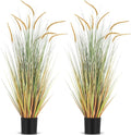 Jexine 2 Pieces Faux Plants Outdoor 4 ft Tall Artificial Grass Plant Potted Artificial Setaria Grass Faux Greenery Floor Plants for Housewarming Gift House Garden Bathroom Lobby Outdoor (Autumn Green)