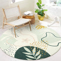 Lahome Boho Round Rugs - 4Ft Washable Non-Slip Small Round Area Rug Throw Soft Cute Round Nursery Rug Non-Shed Lightweight Bathroom Rug, Green Botanical Print Circle Rug for Bedroom Dorm Kids Room