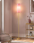 Dimmable Pink Floor Lamp for Living Room with Remote and Foot Switch, Corner Floor Lamp, 66'' Standing Tall Lamp, 10W 900LM Bulb Included, 3000K-6500K, Linen Shade, Gold Pink, FCC Listed DP06LD05W1