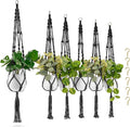Sorbus Macrame Plant Hanger (6 Pack) Indoor Outdoor Hanging Plant Pots Cotton Rope, Elegant for Home, Patio, Garden (Black)