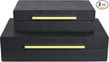 Black Shagreen box Set of 2 Faux Leather Decorative Boxes,Large Nesting Storage Decorative Boxes with Lids for Modern Home Decor Stacking Jewelry Box Organizer