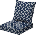 Arden earthFIBER Outdoor Deep Seat Cushion Set, 24 x 24, Rain-Proof, Fade Resistant, Deep Seat Bottom and Back Cushion for Chair, Sofa Sapphire Blue Garden Trellis