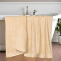 Superior Honeycomb Cotton Medium Weight Towels, for Bathroom, Shower, Spa, Pool, Quick Dry, Adults, Home Essentials, Textured Waffle Border, Oversized Large Towels, Bath Sheets, Set of 2, Gold