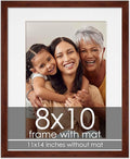 8x10 Frame with Mat - Mahogany 11x14 Frame Wood Made to Display Print or Poster Measuring 8 x 10 Inches with White Photo Mat