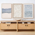 SAFERRYHOME Mid Century Neutral Blue Contrast Boho Wall Art - Modern Framed Canvas Prints Large Abstract Zen Lines Geometric Pattern Decor for Living Room, Home Office, Dining Room - 3 Pieces 24x36 Inch