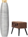 Leewadee Large Silver Home Decor Floor Vase – Wooden 43 inches Tall Farmhouse Decor Flower Holder for Fake Plant and Pampas Grass