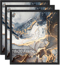 Engineered Wood 18x20 Picture Frame Set of 3, Black Frame for 18 x 20 Inch Picture Poster Photo, Light Weight 18 by 20 Frame with Wood-grain for Wall - 3 Pack/Black/18 x20