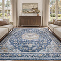 PADOOR-Vintage Area Rug 5X7 Rugs for Living Room-Soft Blue Rugs for Bedroom-Machine Washable Rugs Non Slip Carpet-Rug for Dining Room Living Room Bedside Office