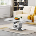 SSLine Rectangular Faux Marble Coffee Table for Living Room Modern Luxury White Marble Center Table with Silver Pedestal Base 46.8