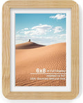 6x8 Round Corner Picture Frame, Solid Oak Wood Frame With Mat For 5x7 And Plexiglass, Includes Hanging Hardware For Wall Or Tabletop Photo Frame, Natural Oak, 1 Pack