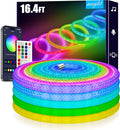 maylit 360 Degree Luminous Reticulate Weave Rope Lights, 16.4ft Addressable ICRGB LED Strip Lights, Music Sync, DIY Design, USB Powered Flexible LED Lights for Gaming Room Living Bedroom Wall Decor