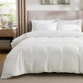 Bedsure Luxury Hotel Duvet Cover Queen Size, 100% White Cotton Curly Frame Bedding Set, Includes 1 Duvet Cover 90x90 Inches with Zipper Closure & 2 Pillow Shams, Comforter Sold Separately