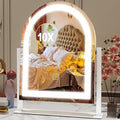 Lighted Makeup Mirror with 3-Color Dimmable Lighting, with Removable 10x Magnifier, Smart Touch Control, 360° Rotation, 15