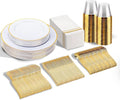 SUT 175 PCS Plastic Plates,Plates Disposable Heavy Duty for 25 Guests, Disposable Plates for Party, Plastic Disponsable plates including Party plates and Cups and Napkins Sets