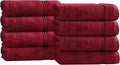 Superior Egyptian Cotton Bath Towel Set, Towels For Home Bathroom, Master, Guest Bath, Decor Essentials, Quick Dry, Absorbent, Large Body Towels, Spa, Hotel, Resort, Adult, Kids, Set of 8, Burgundy