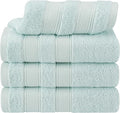 American Soft Linen Salem 100% Cotton Turkish 4 Piece Hand Towels for Bathroom, 600 GSM Soft Absorbent Quickdry Hand Face Towel Set, Mint