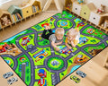 Road Car Rug, 5x7 Ft City Road Rug for Kids, Extra Thick (0.4in) Kids Floor Play Mat and Car Carpet with Realistic Colors - Perfect for Children, Soft and Non-Slip for Playroom and Bedroom