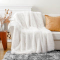 BATTILO HOME Luxury White Fluffy Faux Fur Throw Blanket, Large Fur Blankets and Throws for Couch, Bed, Super Soft Cozy Warm Plush Fuzzy Fur Throws with Long Pile, 60
