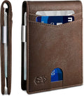 Zitahli Slim Wallet for Men Gifts 12 Card Slots ID Window With Money Clip Minimalist RFID Front Pocket Bifold Leather Small Thin Gift Box Dad Birthday Christmas Regalos Hombres